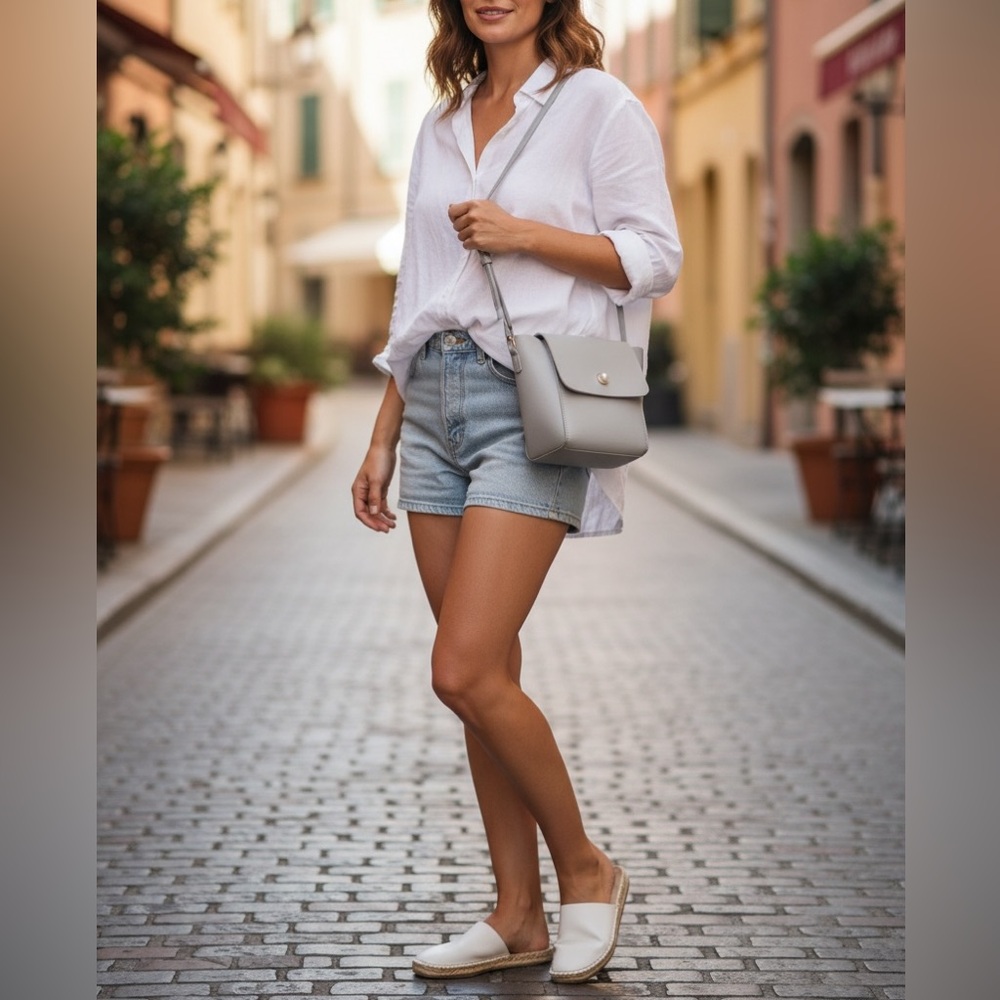 NEW• Creme De La Creme Graciela Slate Gray Minimalist PearlTab MiniBag• LAST 1!